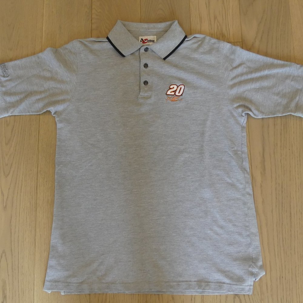 Tony Stewart #20 Chase Authentics Vintage Embroidered Grey Medium Polo